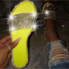 Glitter Slippers Women Summer Sandals 2020 Fashion Bling Female Candy Color Flip Flops Beach Diamond Flat Shoes Outdoor Sandals - shoedesk