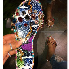 Glitter Slippers Women Summer Sandals 2020 Fashion Bling Female Candy Color Flip Flops Beach Diamond Flat Shoes Outdoor Sandals - shoedesk