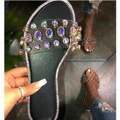 Glitter Slippers Women Summer Sandals 2020 Fashion Bling Female Candy Color Flip Flops Beach Diamond Flat Shoes Outdoor Sandals - shoedesk