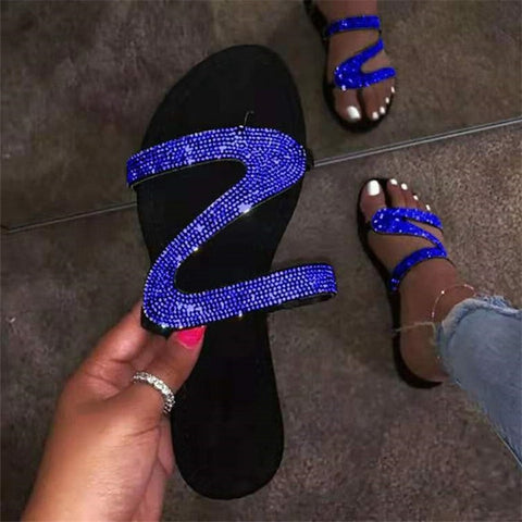 Glitter Slippers Women Summer Sandals 2020 Fashion Bling Female Candy Color Flip Flops Beach Diamond Flat Shoes Outdoor Sandals - shoedesk