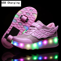 Glowing Sneakers Gold Pink Led Light - shoedesk