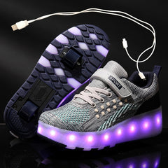 Glowing Sneakers Gold Pink Led Light - shoedesk