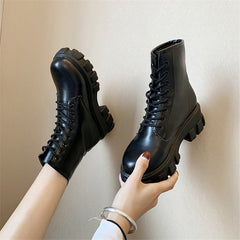 Botas Women Motorcycle Ankle Boots Wedges - shoedesk