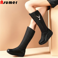 ASUMER Plus size 35-44 Wedges mid calf snow boots women - shoedesk